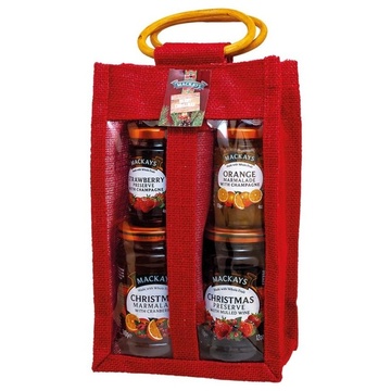 Darčeková taška zaváranín 2 × 113 g a 2 × 340 g - červená taška